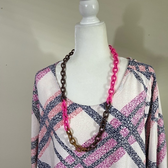 Motherhood Maternity sz XL top in Patel plaid casual loose fitting tunic length - Picture 2 of 10